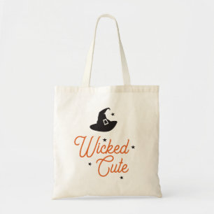 Wicked Cute, Witch Hat, Broom, Halloween Tote Bag