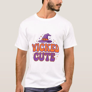 Wicked Cute Witch Retro Typography Halloween Art T-Shirt