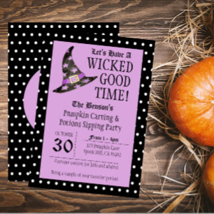 Wicked Good Time Purple Halloween Invitation