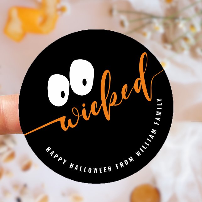 Wicked Halloween Favour Treat Bag Classic Round Sticker (Wicked Halloween Favor Treat Bag Classic Round Sticker)