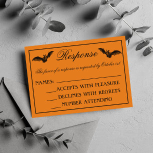 Wicked Halloween Orange Black Gothic Wedding RSVP Card