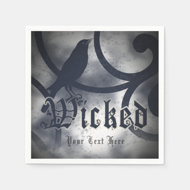 Wicked Halloween Party Black Crow Bird Costume Napkin (Front)
