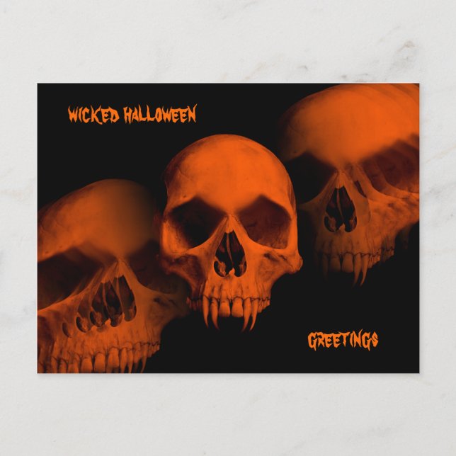 Wicked Halloween skulls Postcard (Front)