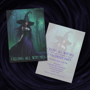 Wicked Halloween Witch in Purple and Black Invitation
