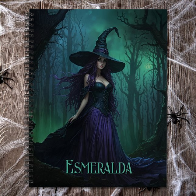 Wicked Halloween Witch in Purple and Black Name Notebook (Creator Uploaded)