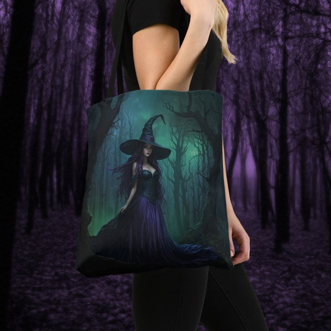 Wicked Halloween Witch in Purple and Black Tote Bag (Creator Uploaded)