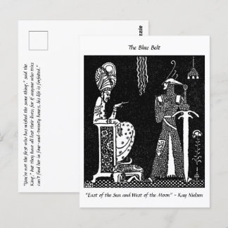 Wicked King and Brave Knight fairytale drawing Postcard