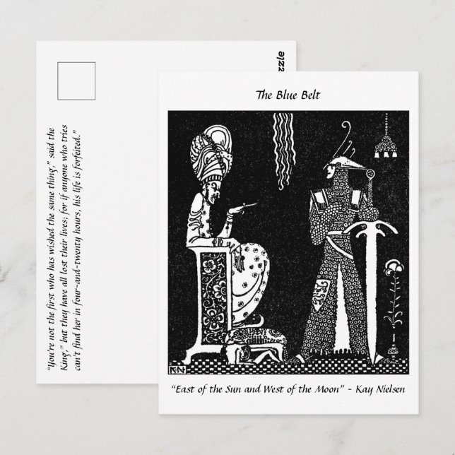 Wicked King and Brave Knight fairytale drawing Postcard (Front/Back)