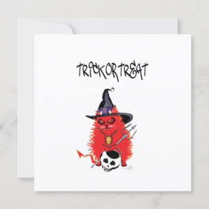 Wicked Kitty Devil Cat Trick or Treat Invitation