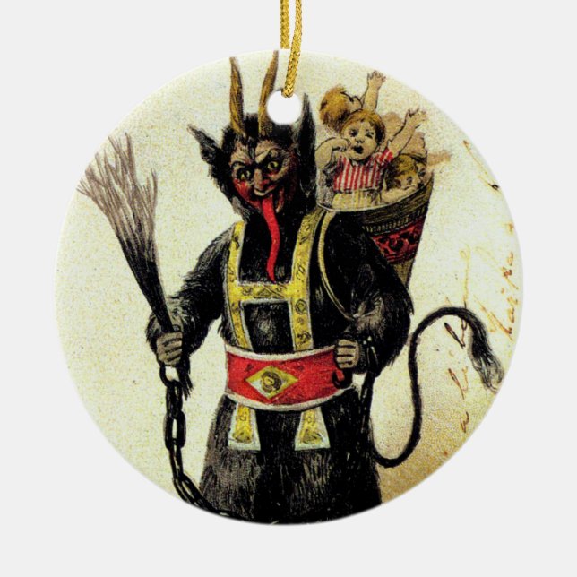 Wicked Krampus Scary Demon Holiday Christmas Xmas Ceramic Tree Decoration (Front)