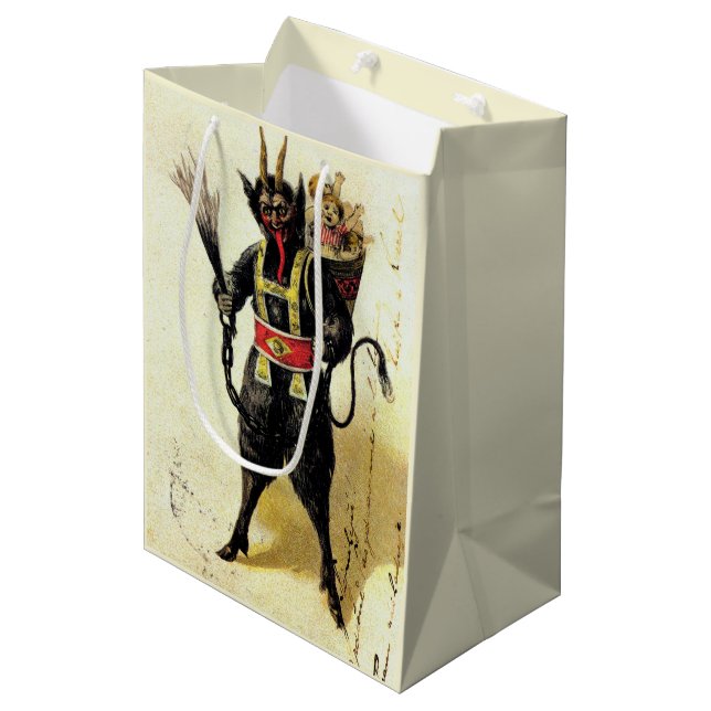 Wicked Krampus Scary Demon Holiday Christmas Xmas Medium Gift Bag (Front Angled)