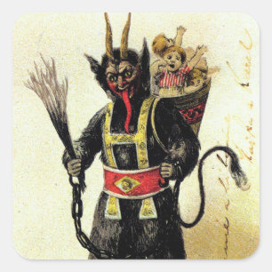 Wicked Krampus Scary Demon Holiday Christmas Xmas Square Sticker