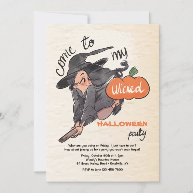 Wicked Little Witch Halloween Invitation (Front)