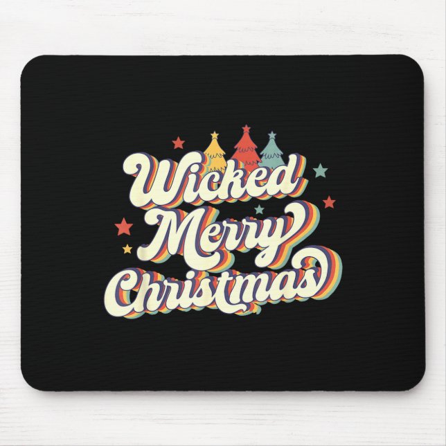 Wicked Merry Christmas Retro Groovy New England Xm Mouse Mat (Front)