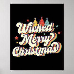 Wicked Merry Christmas Retro Groovy New England Xm Poster