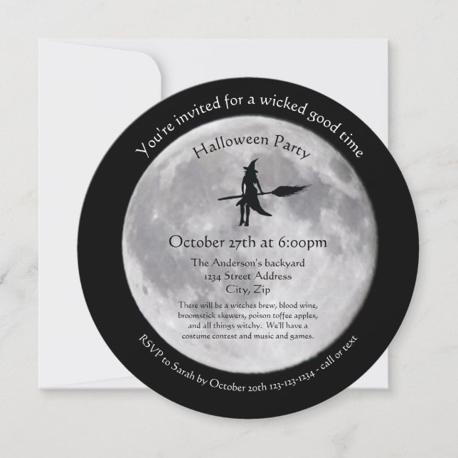 Wicked Moon - Circle Halloween Party Invitation (Front)