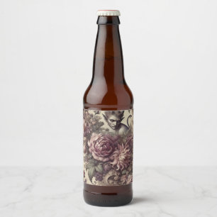 Wicked Plum Petals – Gothic Floral Design Beer Bottle Label