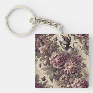 Wicked Plum Petals – Gothic Floral Design Key Ring