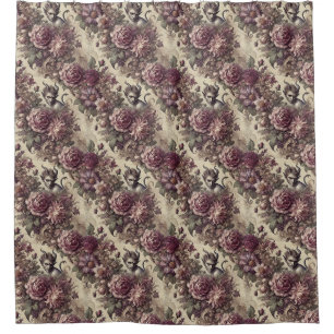 Wicked Plum Petals – Gothic Floral Design Shower Curtain