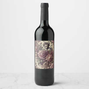 Wicked Plum Petals – Gothic Floral Design Wine Label