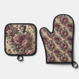 Wicked Plum Petals – Gothic Victorian Oven Mitt & Pot Holder Set