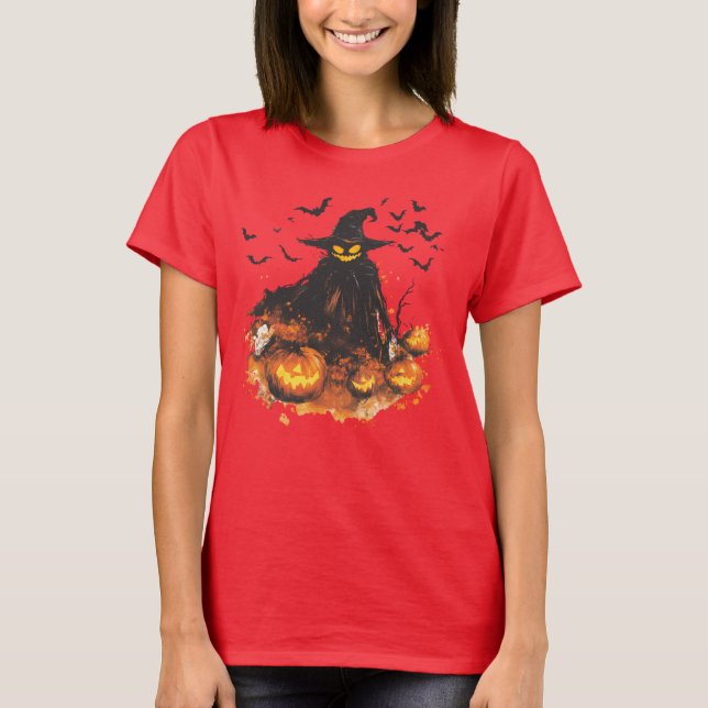 Wicked Pumpkin Reaper Halloween T-Shirt – Spooky (Front)