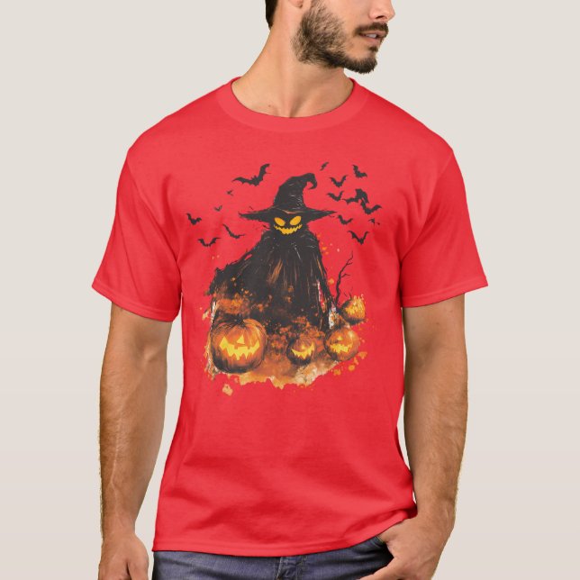 Wicked Pumpkin Reaper Halloween T-Shirt – Spooky (Front)