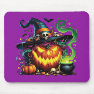 Wicked Pumpkin Witch Cauldron Mouse Mat