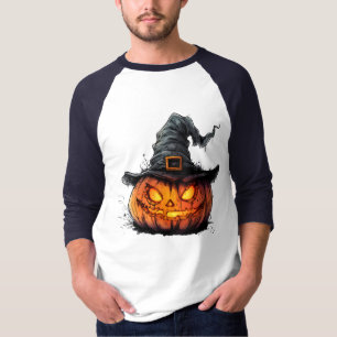 Wicked Pumpkin Witch Hat Halloween T-Shirt