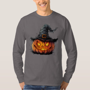 Wicked Pumpkin Witch Hat Halloween T-Shirt