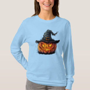 Wicked Pumpkin Witch Hat Halloween T-Shirt