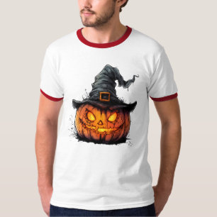 Wicked Pumpkin Witch Hat Halloween T-Shirt