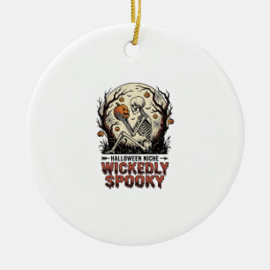 Wicked Skeleton Halloween Vintage Engraving Design Ceramic Tree Decoration