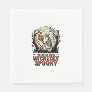 Wicked Skeleton Halloween Vintage Engraving Design Napkin