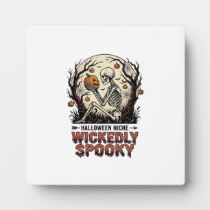 Wicked Skeleton Halloween Vintage Engraving Design Plaque