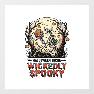 Wicked Skeleton Halloween Vintage Engraving Design Window Cling
