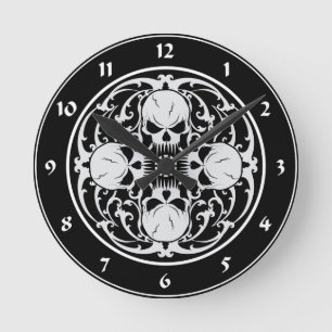 Wicked Skulls Round Clock