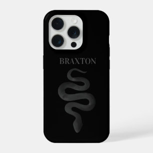 Wicked snake black grey watercolor serpant iPhone 15 pro case