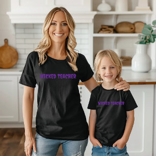 Wicked Teacher purple typography T-Shirt