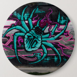 Wicked Turquoise Spider 6 Cm Round Badge