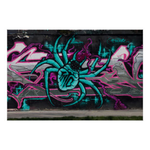 Wicked Turquoise Spider Poster