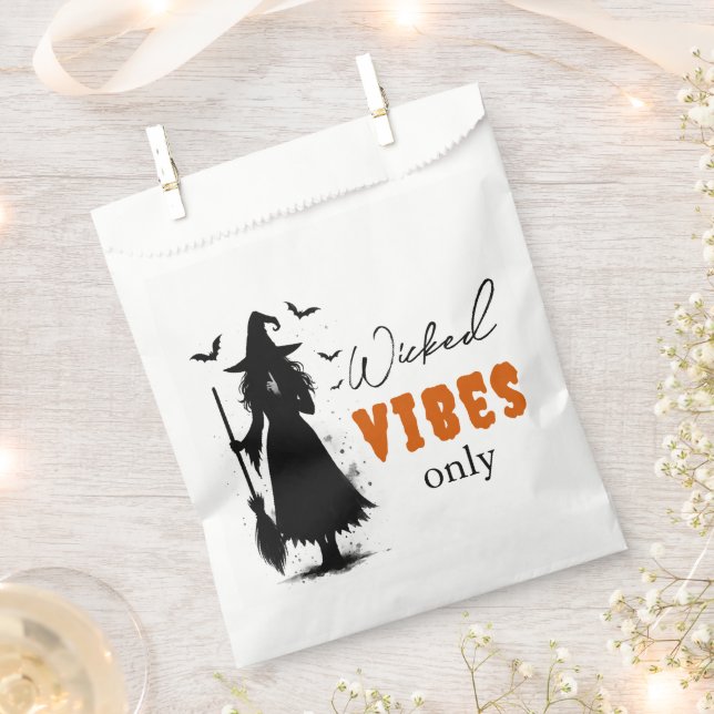 "Wicked Vibes Only" -  Halloween Black Witch –  Favour Bags (Clipped)
