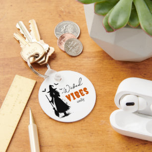 "Wicked Vibes Only" -  Halloween Black Witch –  Key Ring