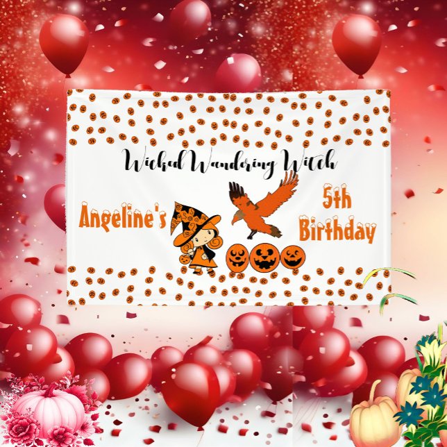 Wicked Wandering Witch Halloween Jack Birthday Fun Banner (Wicked Wandering Witch Halloween Jack Birthday Fun Banner)