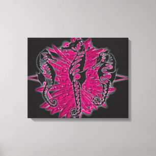 Wicked Waters Seahorses on Pink Seaweed Canvas Print