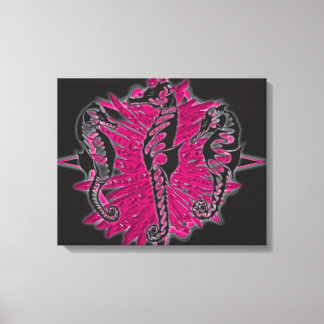 Wicked Waters Seahorses on Pink Seaweed Canvas Print