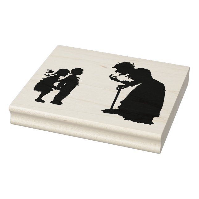 Wicked Witch and Scared Children Rubber Stamp (Stamp)