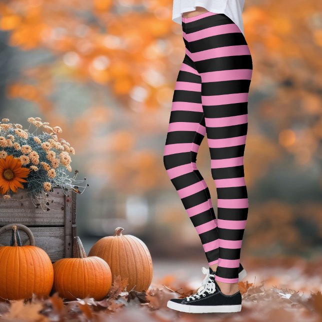 Wicked Witch Black and Pink Striped Leggings (Creator Uploaded)