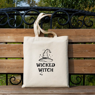 Wicked Witch Black and White Halloween Stars  Tote Bag