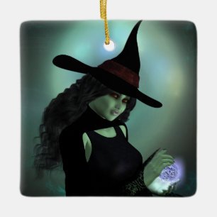 Wicked Witch Casting a Spell Ceramic Tree Decoration